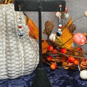 Elegant Silver and Red Dangle Earrings